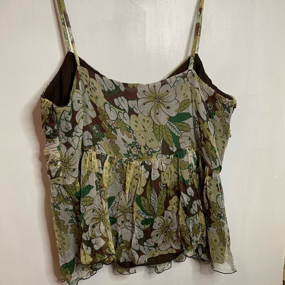 SPENSER JEREMY - Women's XL - Green Brown Floral Camisole Style Top - EUC - Picture 4 of 6